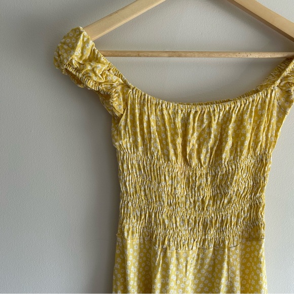 With Jean Marseille Yellow Floral Mini Rushed Dress - Picture 4 of 10